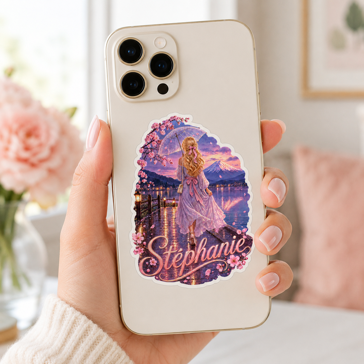 Sticker prénom personnalisable romantique Sakura Fuji 🌸🗻✨