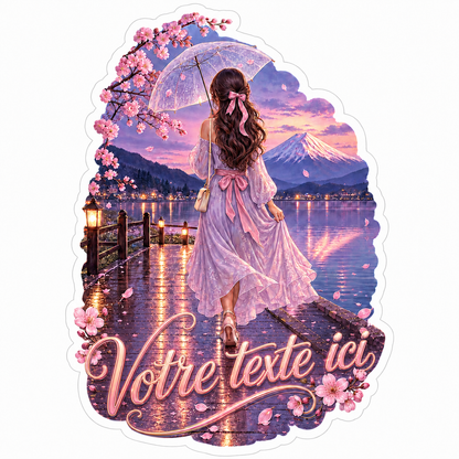 Sticker prénom personnalisable romantique Sakura Fuji 🌸🗻✨