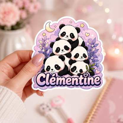 Sticker prénom personnalisé Pandas Kawaii 🐼