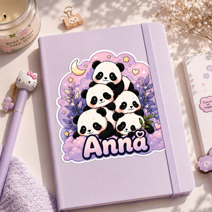 Sticker prénom personnalisé Pandas Kawaii 🐼
