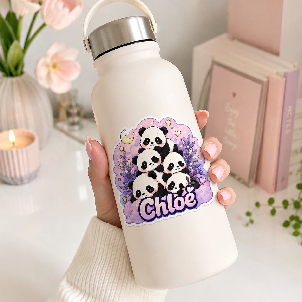 Sticker prénom personnalisé Pandas Kawaii 🐼