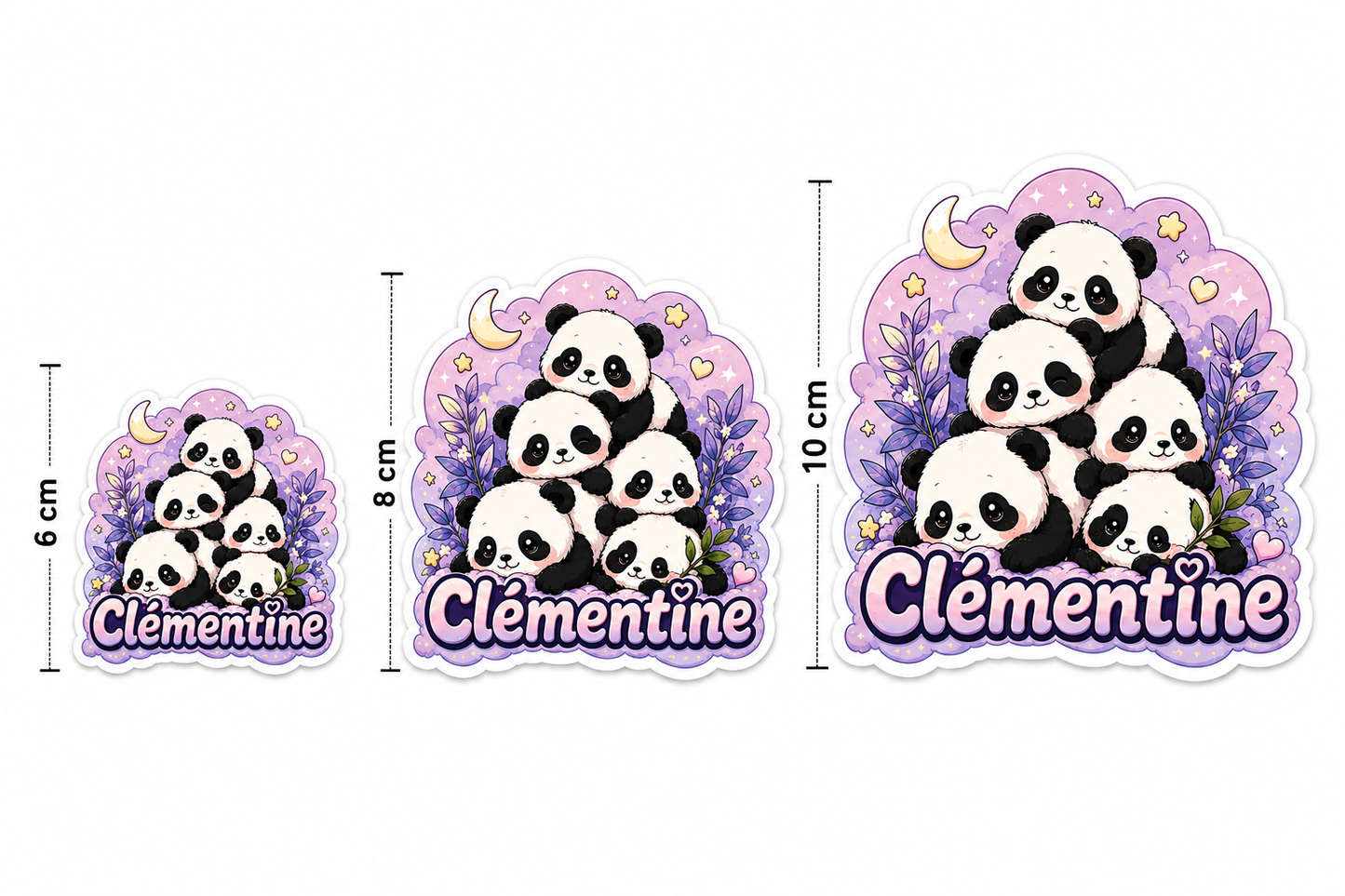 Sticker prénom personnalisé Pandas Kawaii 🐼