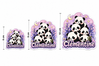 Sticker prénom personnalisé Pandas Kawaii 🐼