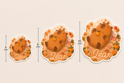 Sticker prénom personnalisable Capybara Zen 🦛🍊✨