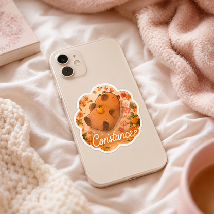 Sticker prénom personnalisable Capybara Zen 🦛🍊✨