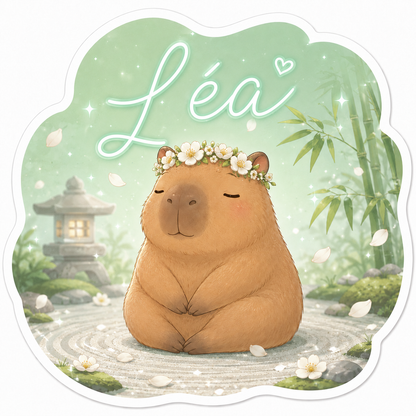Sticker prénom personnalisable Capybara 🦛✨