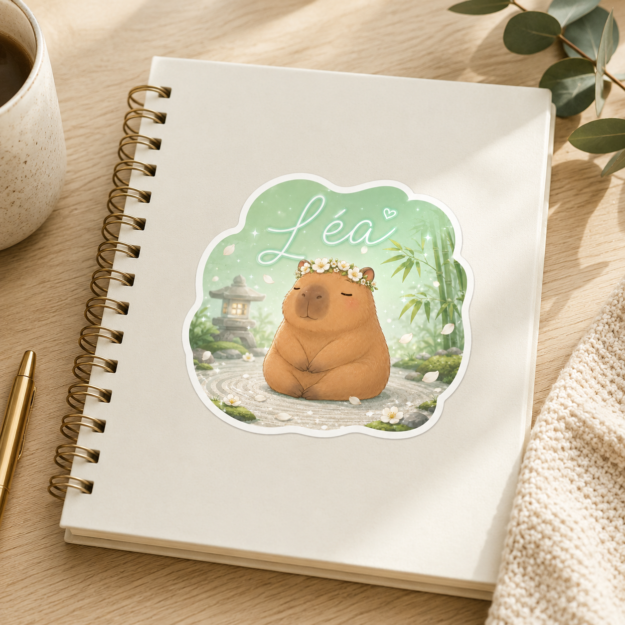 Sticker prénom personnalisable Capybara 🦛✨