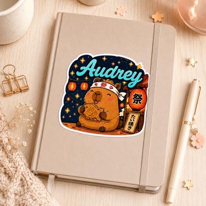 Sticker texte personnalisable Capybara Matsuri 🍎🌟✨