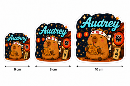 Sticker texte personnalisable Capybara Matsuri 🍎🌟✨