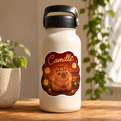 Sticker prénom personnalisable Capybara 🦛✨