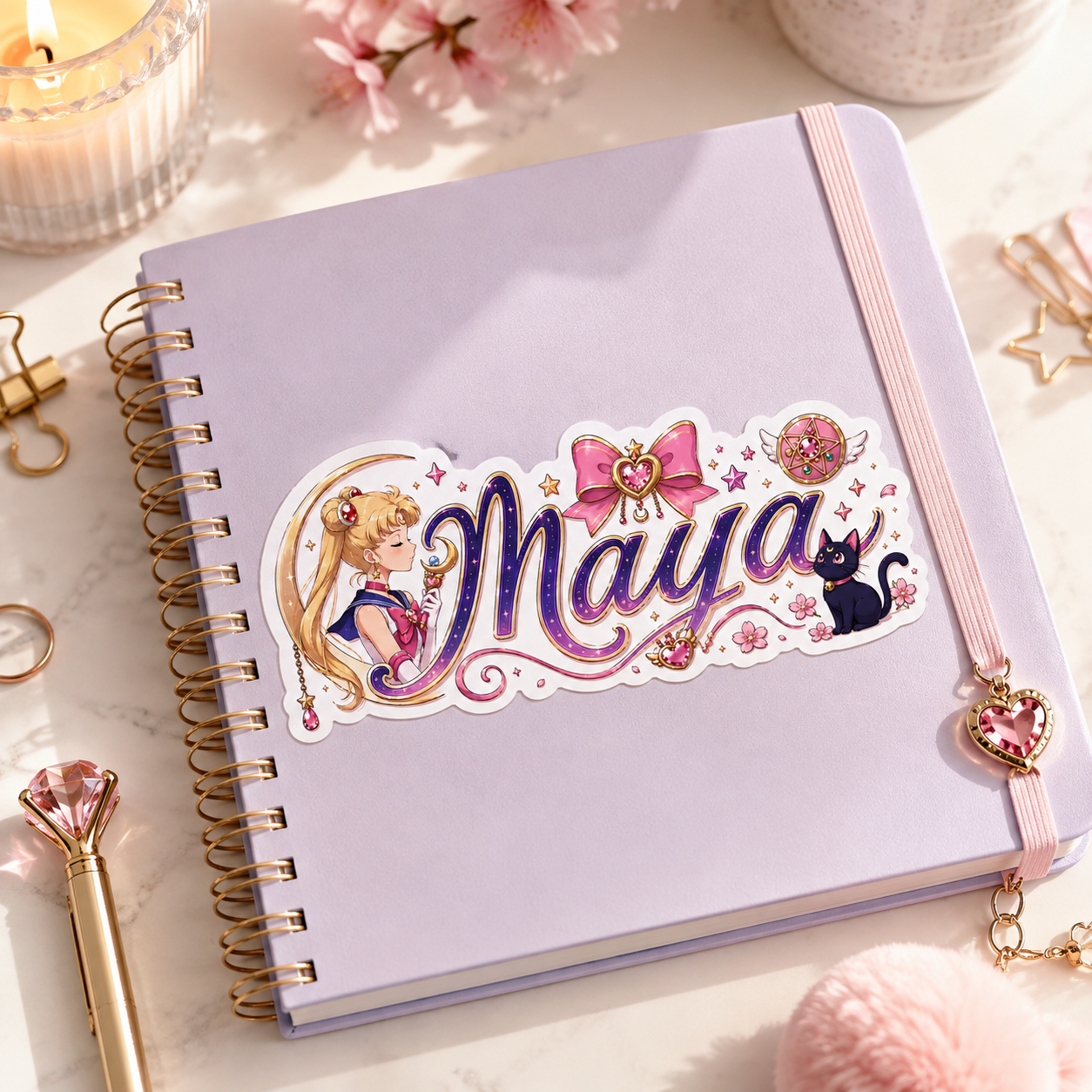 Sticker prénom personnalisable Sailor Moon 🌙💜✨