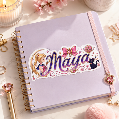 Sticker prénom personnalisable Sailor Moon 🌙💜✨