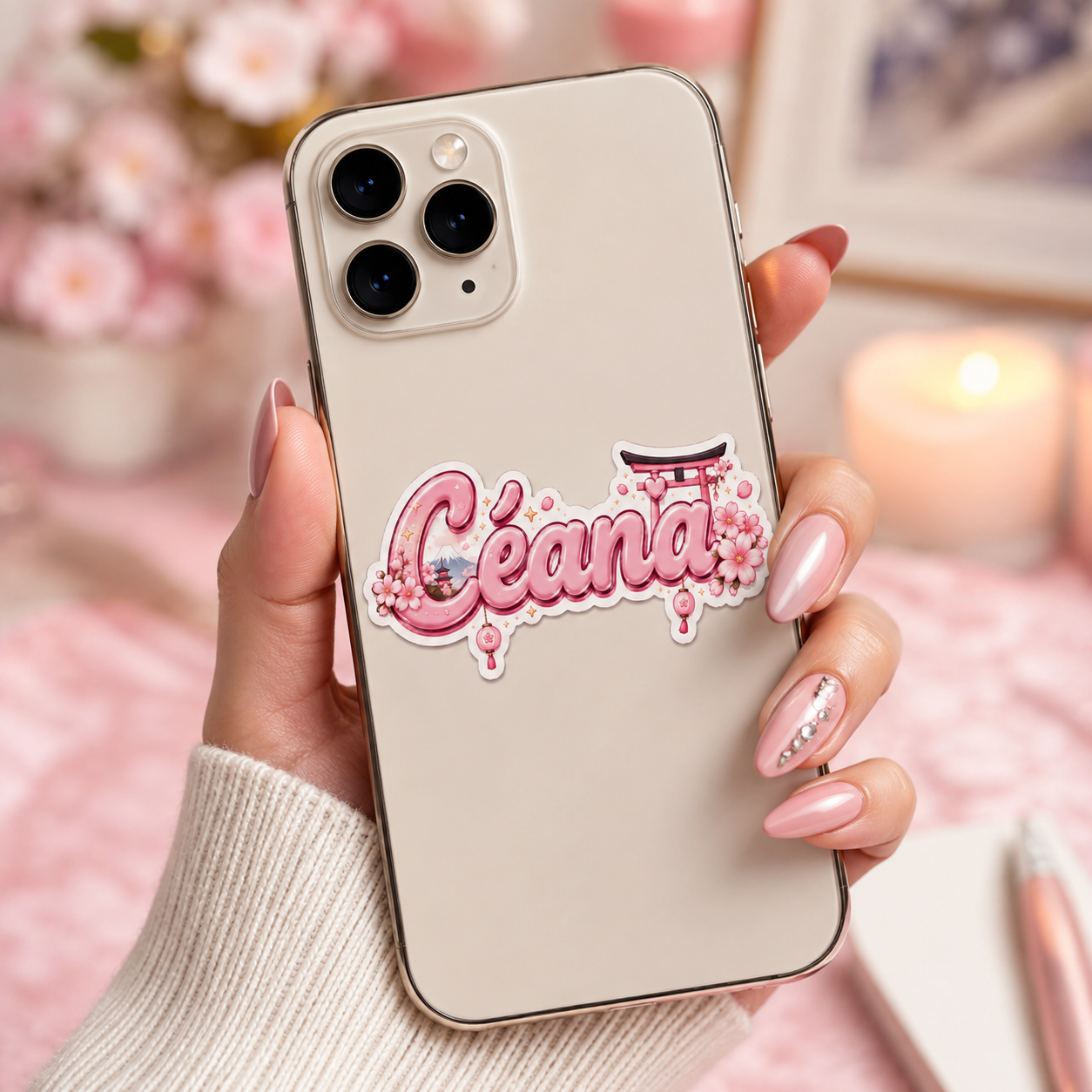 Sticker prénom personnalisable Sakura Torii 🌸⛩️✨
