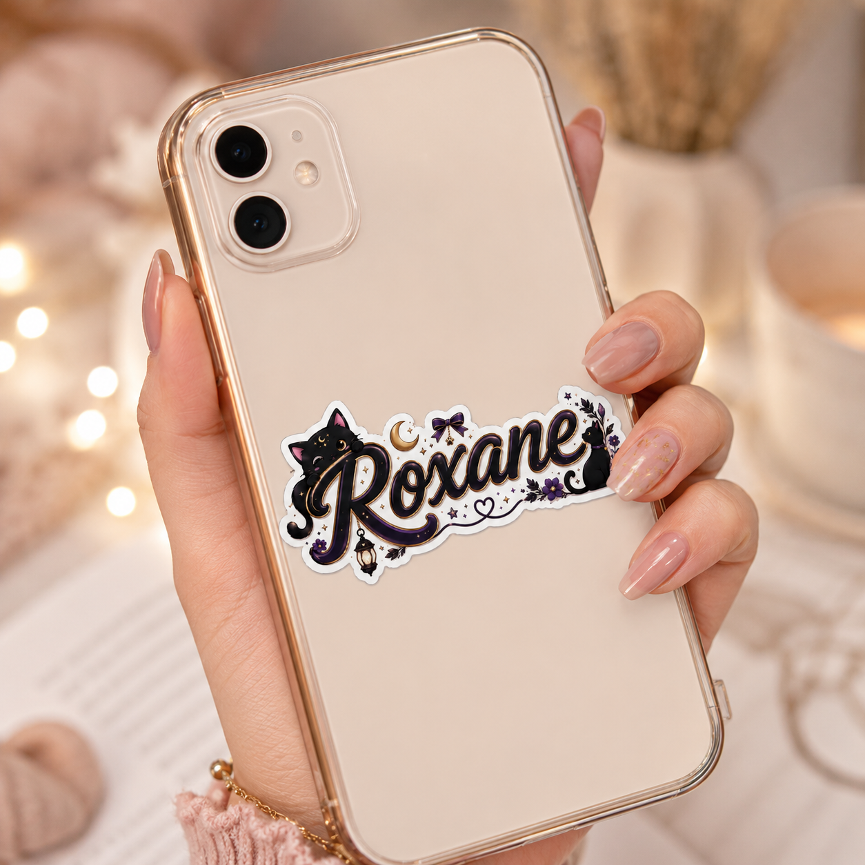 Sticker texte personnalisable Chat Noir Mystique 🖤🌙✨