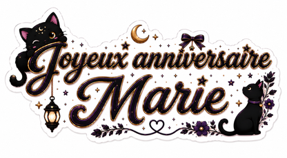Sticker texte personnalisable Chat Noir Mystique 🖤🌙✨