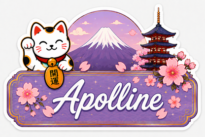 Sticker prénom personnalisé thème Japon violet
