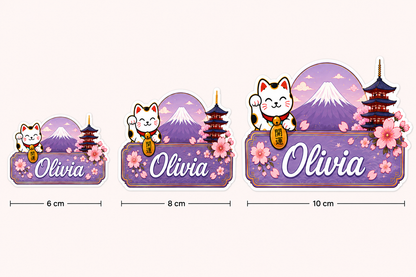 Sticker prénom personnalisé thème Japon violet