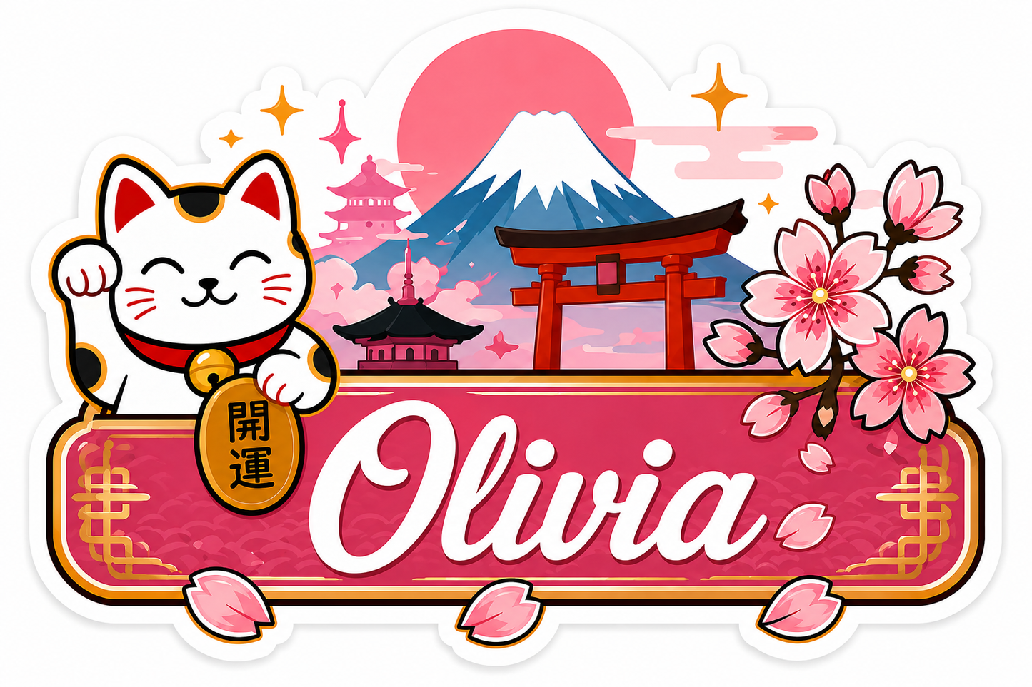 Sticker prénom personnalisé thème Japon