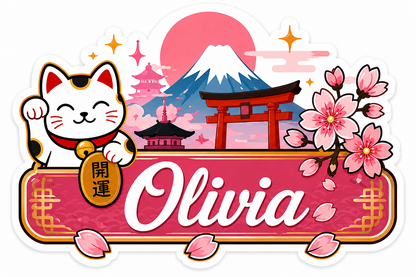 Sticker prénom personnalisé thème Japon