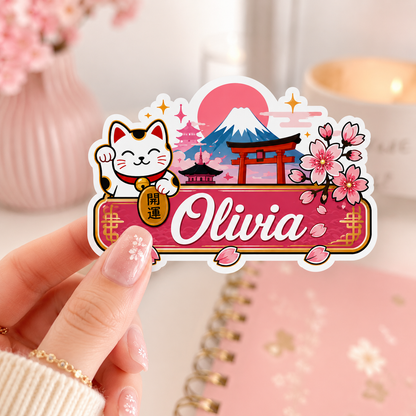 Sticker prénom personnalisé thème Japon