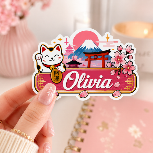 Sticker prénom personnalisé thème Japon