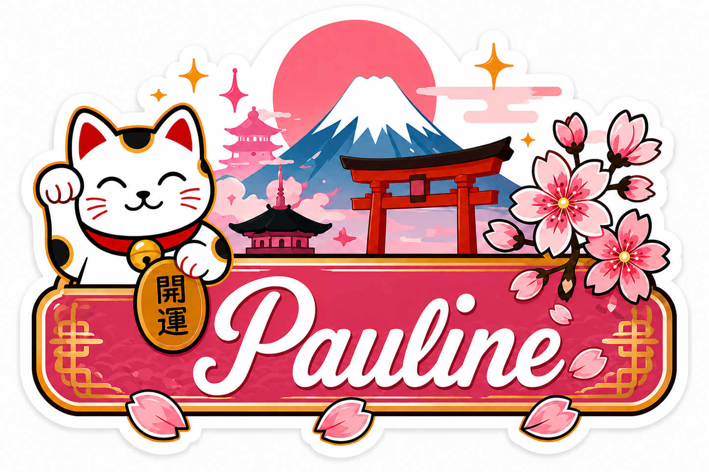 Sticker prénom personnalisé thème Japon