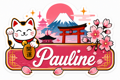 Sticker prénom personnalisé thème Japon