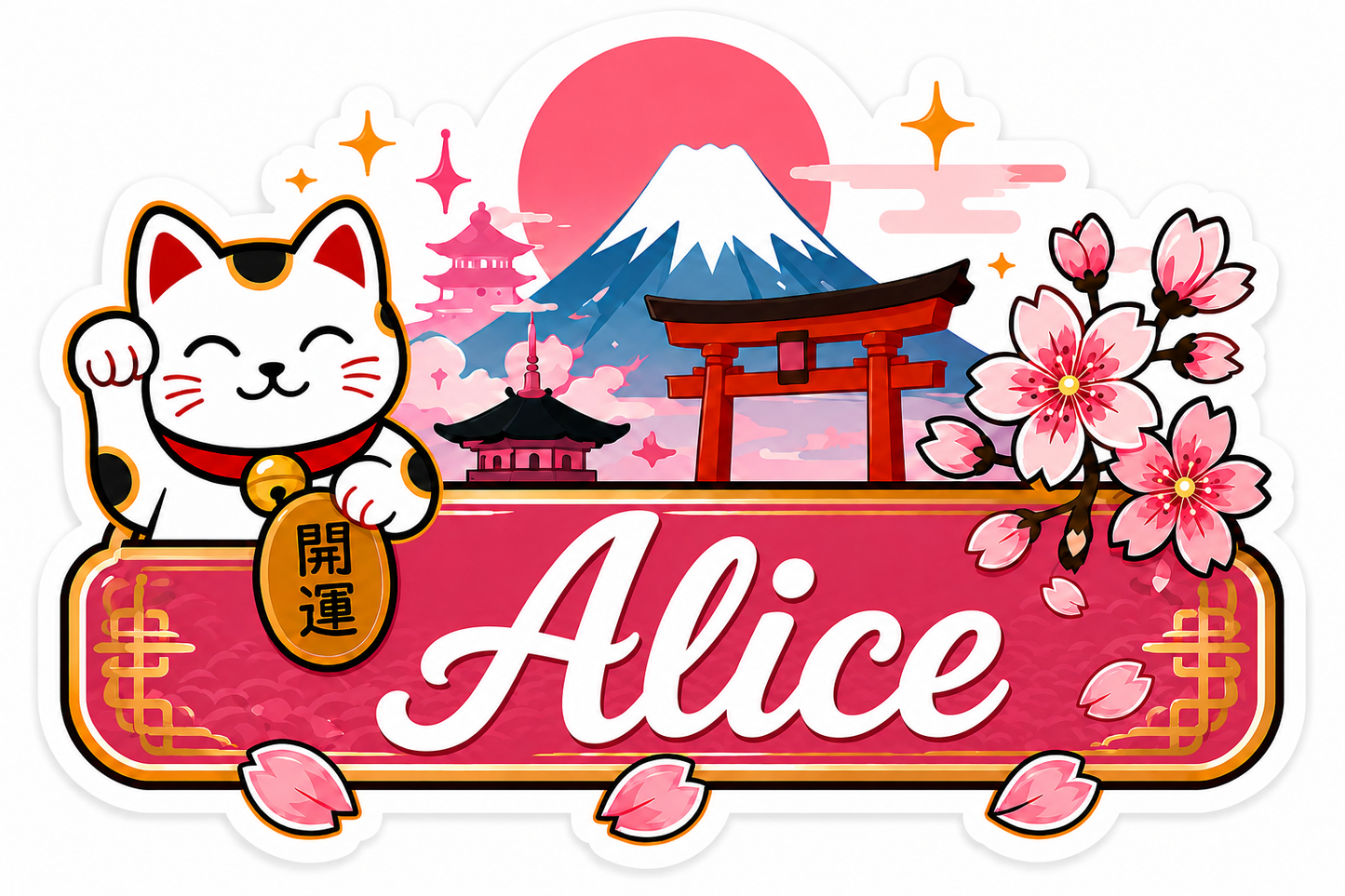 Sticker prénom personnalisé thème Japon
