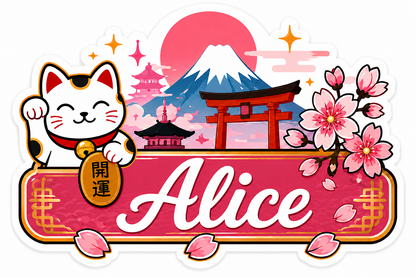 Sticker prénom personnalisé thème Japon