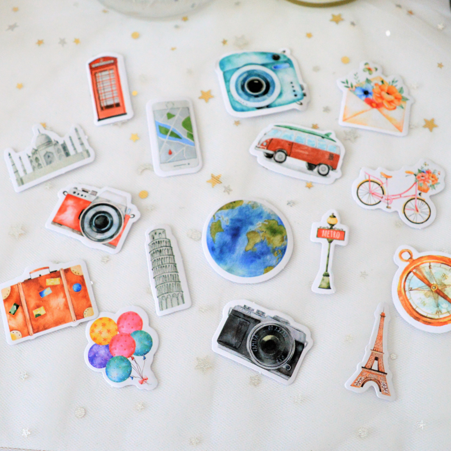 Boite de stickers voyage voyage