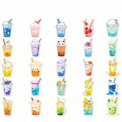 Lot de 20 stickers kawaii bubble tea