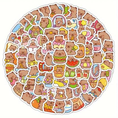 un lot de 20 stickers inspiré des capybaras. Idéal pour le scrapbooking, ils sont adorablement représentés dans des situations de la vie quotidienne drôles et amusantes.