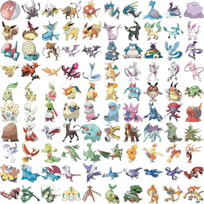 un lot de stickers inspirés des pokemon