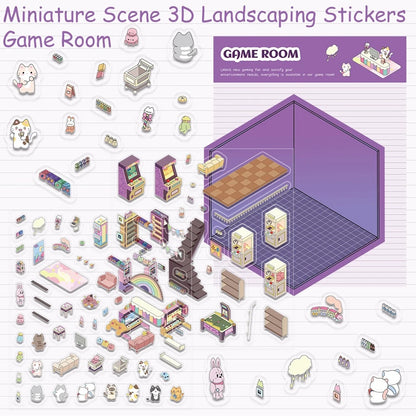 Des stickers créatifs ludiques et amusants pour créer ta salle d'arcade où les chats viennent s'amuser. Imagine et crée un espace coloré et mignon grâce aux différents autocollants à placer où bon te semble pour créer une salle à ton image. 