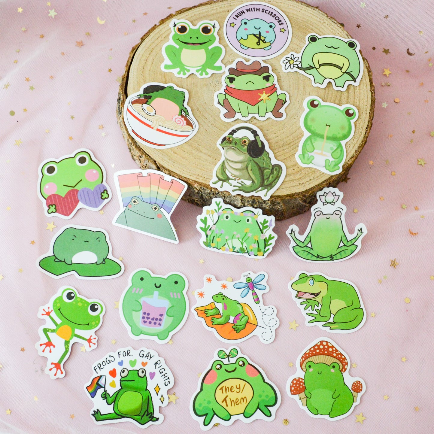 Lot de 20 stickers grenouilles