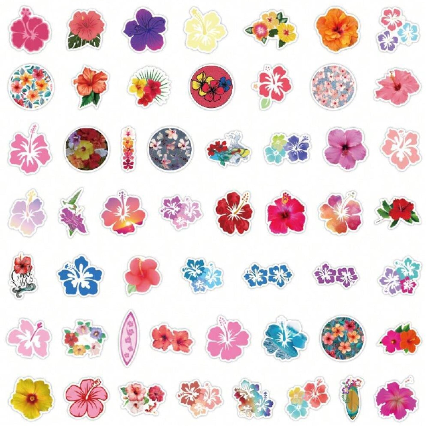 Lot de 20 stickers hibiscus