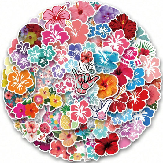 Lot de 20 stickers hibiscus