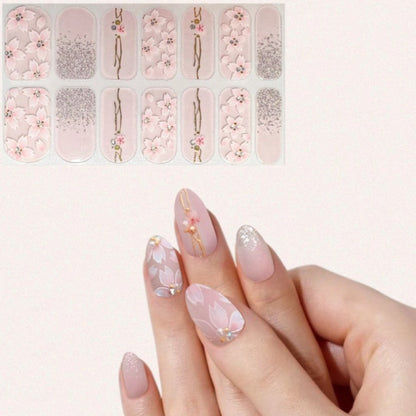 Stickers nail art fleurs de sakura et paillettes