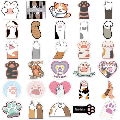 des stickers en forme de pattes de chat colorées et diverses. Idéal pour tous les projets créatifs.