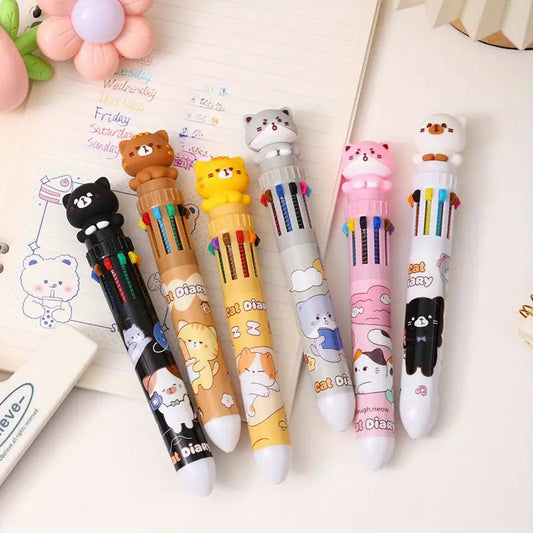 Stylo 10 couleurs chat