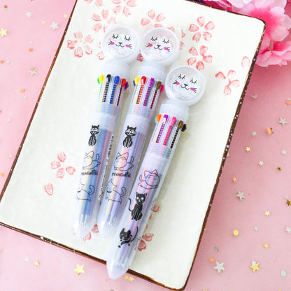 Stylo 10 couleurs chat paillettes