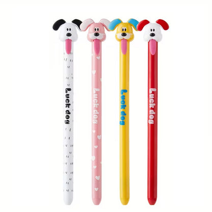 des stylos colorés et amusant en forme de chien qui tire la langue. Système amusant : pour faire sortir la mine, il faut tirer la langue ! Fun et ludique !