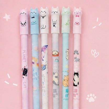 Stylo miaou effacable Neko Kawaii – stylo gel chat kawaii avec capuchon en forme de chat