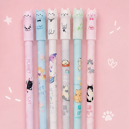 Stylo miaou effacable Neko Kawaii – stylo gel chat kawaii avec capuchon en forme de chat