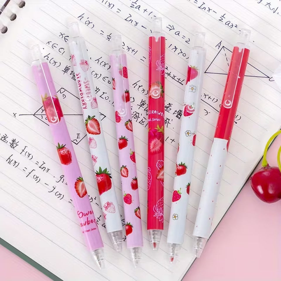 des stylos au design de fraises ultra gourmandes. Dans des tons de couleur rose, rouge et blanc, ils sont ultra gourmands et trop mignons !