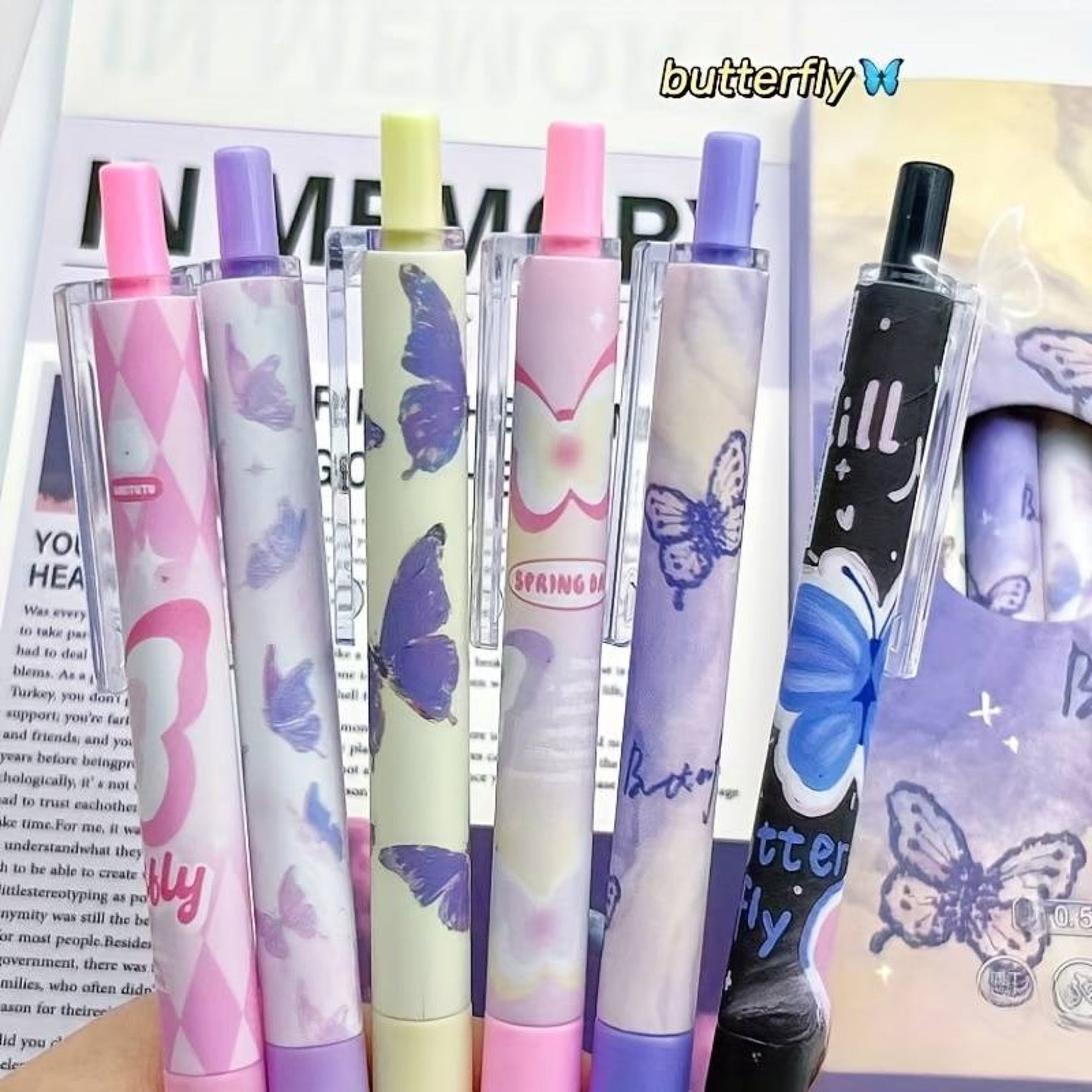 Stylo motif papillon