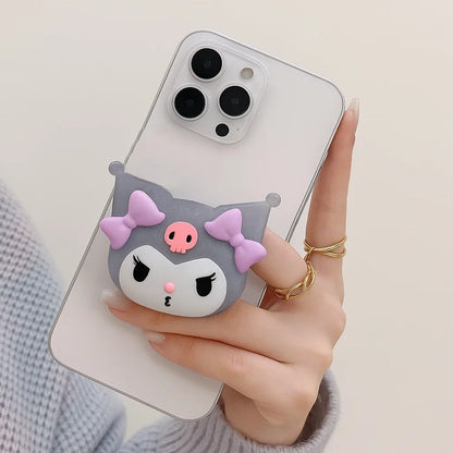 un support grip phosphorescent pour smartphone en forme de l'espiègle Kuromi ! 