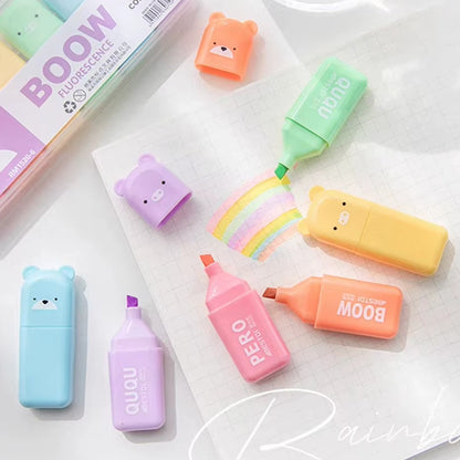 un lot de 6 surligneurs colorés en forme d'oursons adorables.