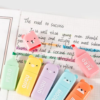 un lot de 6 surligneurs colorés en forme d'oursons adorables.