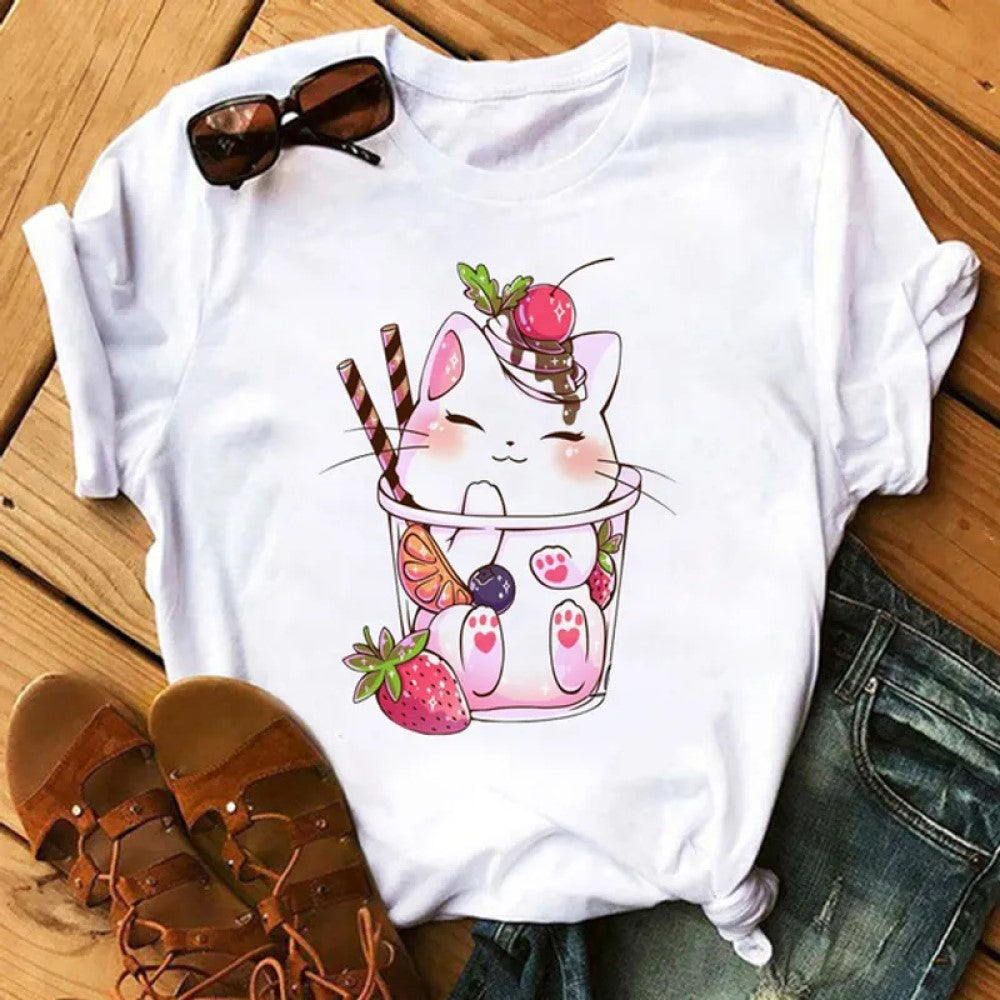 T-shirt chat gourmand